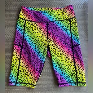 Ziya Rainbow Leopard Print Biker Shorts Women’s Size Large Colorful Bright
